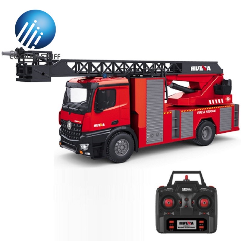 HUINA 1561 rc fire truck with water jet ladder fire fighter big abs plastic fire engine truck toy