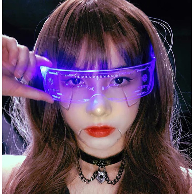 Tiktok Colorful Led Luminous Bar Music Festival Jumping Acrylic Party Cyberpunk Led Plastic Glasses