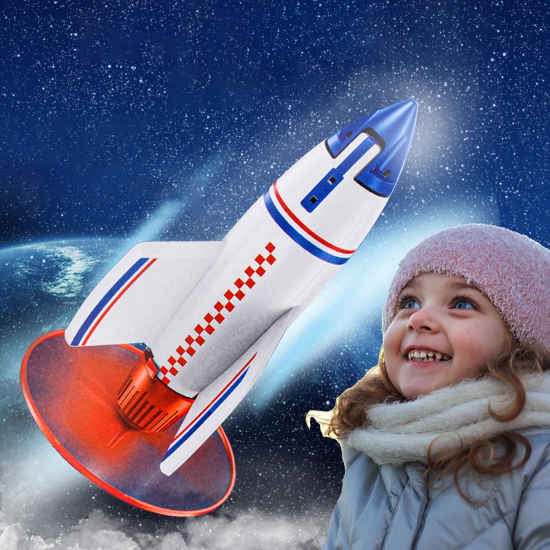 Outdoor Air Flying Model Kit Space Foam Rocket Night Light LED Fly and Safe Landing Toys for Kids